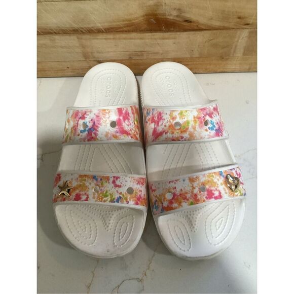Crocs Classic Tie-Dye Graphic Clogs with Jibbitz Sz 9 - Picture 2 of 7